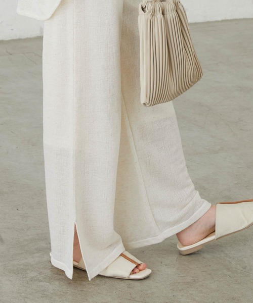 BONLECILL（ボンルシール）の「リネンジャガードサイドスリットフレアパンツ（その他パンツ・レディース・ベージュ/ブラウン/アイボリー/チャコール・FREE）」の5枚目の写真