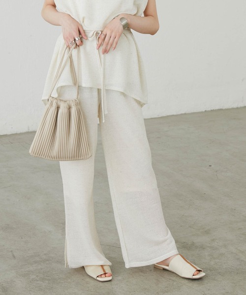 BONLECILL（ボンルシール）の「リネンジャガードサイドスリットフレアパンツ（その他パンツ・レディース・ベージュ/ブラウン/アイボリー/チャコール・FREE）」の22枚目の写真