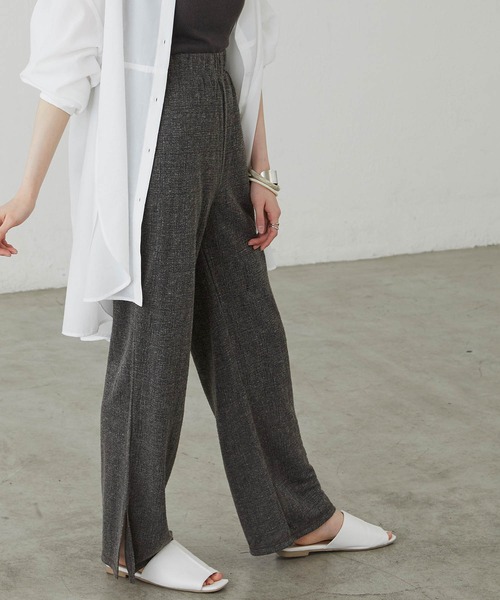 BONLECILL（ボンルシール）の「リネンジャガードサイドスリットフレアパンツ（その他パンツ・レディース・ベージュ/ブラウン/アイボリー/チャコール・FREE）」の6枚目の写真