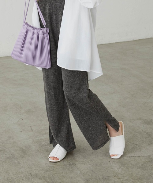 BONLECILL（ボンルシール）の「リネンジャガードサイドスリットフレアパンツ（その他パンツ・レディース・ベージュ/ブラウン/アイボリー/チャコール・FREE）」の12枚目の写真