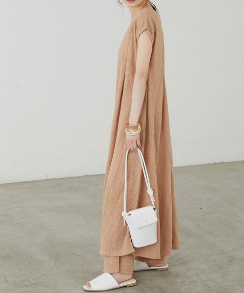 BONLECILL（ボンルシール）の「リネンジャガードサイドスリットフレアパンツ（その他パンツ・レディース・ベージュ/ブラウン/アイボリー/チャコール・FREE）」の13枚目の写真