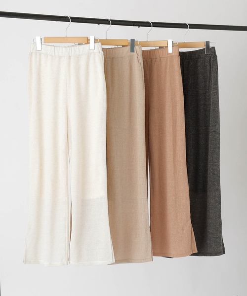 BONLECILL（ボンルシール）の「リネンジャガードサイドスリットフレアパンツ（その他パンツ・レディース・ベージュ/ブラウン/アイボリー/チャコール・FREE）」の14枚目の写真