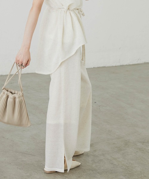 BONLECILL（ボンルシール）の「リネンジャガードサイドスリットフレアパンツ（その他パンツ・レディース・ベージュ/ブラウン/アイボリー/チャコール・FREE）」の11枚目の写真