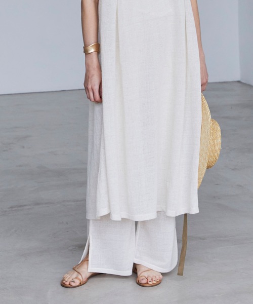 BONLECILL（ボンルシール）の「リネンジャガードサイドスリットフレアパンツ（その他パンツ・レディース・ベージュ/ブラウン/アイボリー/チャコール・FREE）」の21枚目の写真