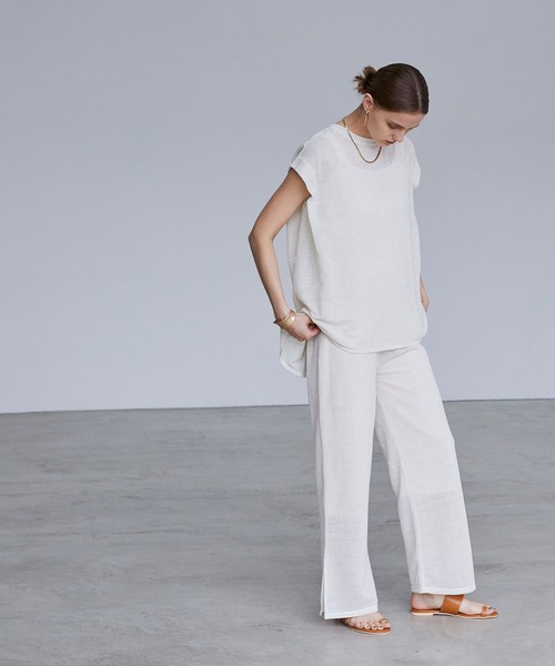 BONLECILL（ボンルシール）の「リネンジャガードサイドスリットフレアパンツ（その他パンツ・レディース・ベージュ/ブラウン/アイボリー/チャコール・FREE）」の15枚目の写真
