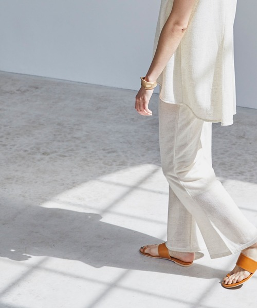 BONLECILL（ボンルシール）の「リネンジャガードサイドスリットフレアパンツ（その他パンツ・レディース・ベージュ/ブラウン/アイボリー/チャコール・FREE）」の9枚目の写真