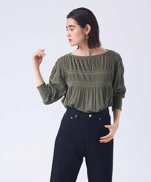 qualite(カリテ)の「マジョリカプリーツドルマンカットソー(Tシャツ/カットソー・レディース・グリーン系その他/オレンジ系その他/スミクロ・フリー)」の3枚目の写真