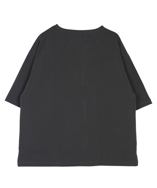 jiggys shop（ジギーズショップ）の「米綿天竺 ルーズシルエット 半袖 ボートネック バスクTシャツ（Tシャツ/カットソー・メンズ・ホワイト×ネイビー/カーキ/ブラック/ホワイト・LARGE/MEDIUM）」の8枚目の写真