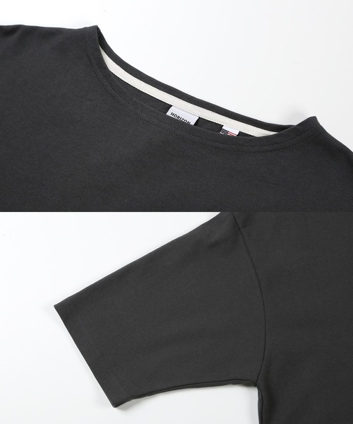 jiggys shop（ジギーズショップ）の「米綿天竺 ルーズシルエット 半袖 ボートネック バスクTシャツ（Tシャツ/カットソー・メンズ・ホワイト×ネイビー/カーキ/ブラック/ホワイト・LARGE/MEDIUM）」の13枚目の写真