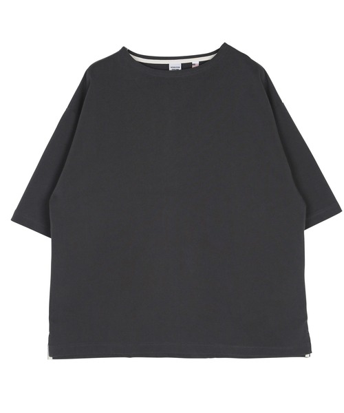 jiggys shop（ジギーズショップ）の「米綿天竺 ルーズシルエット 半袖 ボートネック バスクTシャツ（Tシャツ/カットソー・メンズ・ホワイト×ネイビー/カーキ/ブラック/ホワイト・LARGE/MEDIUM）」の16枚目の写真