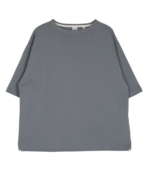 jiggys shop（ジギーズショップ）の「米綿天竺 ルーズシルエット 半袖 ボートネック バスクTシャツ（Tシャツ/カットソー・メンズ・ホワイト×ネイビー/カーキ/ブラック/ホワイト・LARGE/MEDIUM）」の14枚目の写真