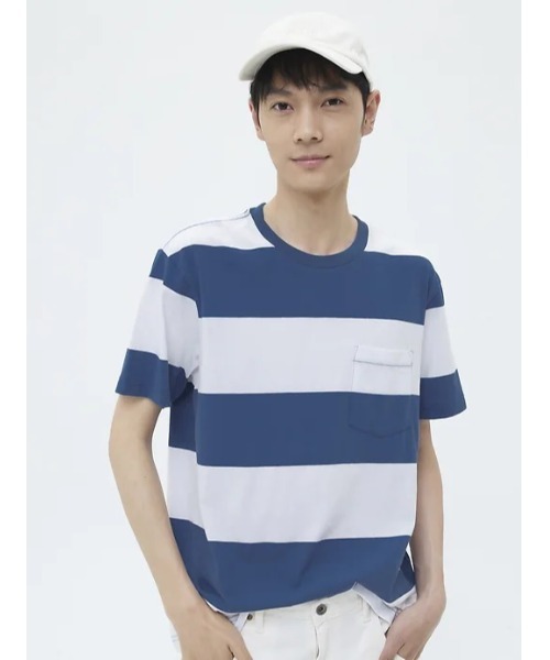 GAP(ギャップ)の「ストライプクルーネックtシャツ(Tシャツ/カットソー・メンズ・ネイビー/ホワイト/その他/ライトグリーン/ブルー・S/M/XS/XL/L/XXS)」の4枚目の写真