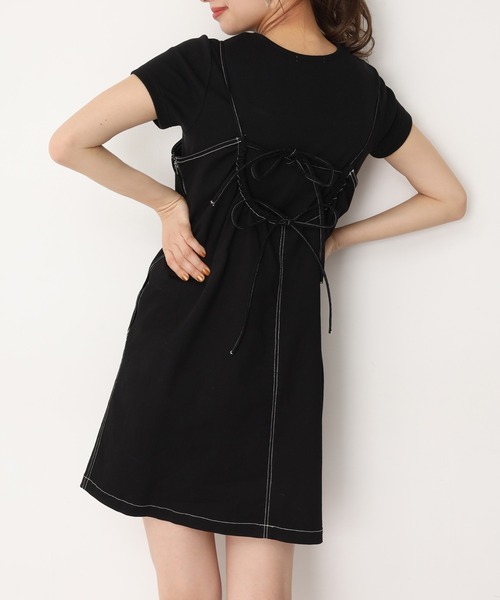 one after another NICE CLAUP(ワンアフターアナザーナイスクラップ)の「デニムミニキャミソールワンピース(ワンピース・レディース・ブラック/ネイビー/アイボリー・FREE)」の3枚目の写真