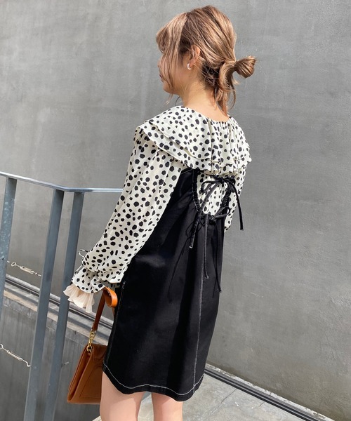 one after another NICE CLAUP(ワンアフターアナザーナイスクラップ)の「デニムミニキャミソールワンピース(ワンピース・レディース・ブラック/ネイビー/アイボリー・FREE)」の9枚目の写真