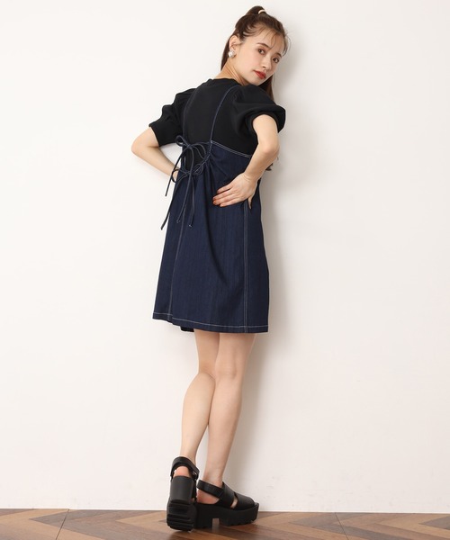 one after another NICE CLAUP(ワンアフターアナザーナイスクラップ)の「デニムミニキャミソールワンピース(ワンピース・レディース・ブラック/ネイビー/アイボリー・FREE)」の20枚目の写真