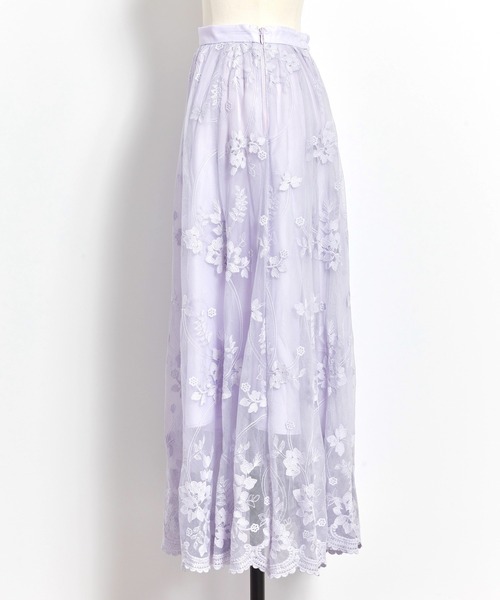 NOELA（ノエラ）の「チュールフラワー刺繍スカート（スカート・レディース・ラベンダー/オフホワイト/ライトグリーン・M/S）」の15枚目の写真