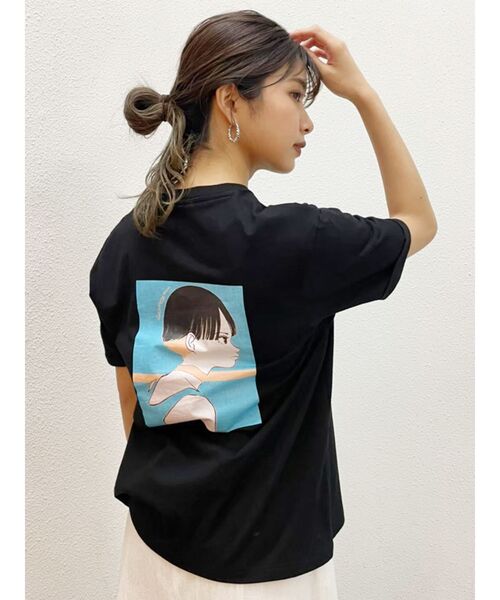 MURUA（ムルーア）の「【MURUA×古塔つみ】ショートヘアガールTシャツ（Tシャツ/カットソー・レディース・ホワイト/ブラック・FREE）」の19枚目の写真