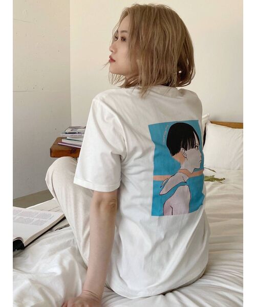 MURUA（ムルーア）の「【MURUA×古塔つみ】ショートヘアガールTシャツ（Tシャツ/カットソー・レディース・ホワイト/ブラック・FREE）」の5枚目の写真