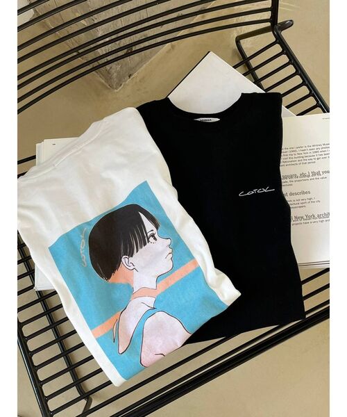 MURUA（ムルーア）の「【MURUA×古塔つみ】ショートヘアガールTシャツ（Tシャツ/カットソー・レディース・ホワイト/ブラック・FREE）」の6枚目の写真