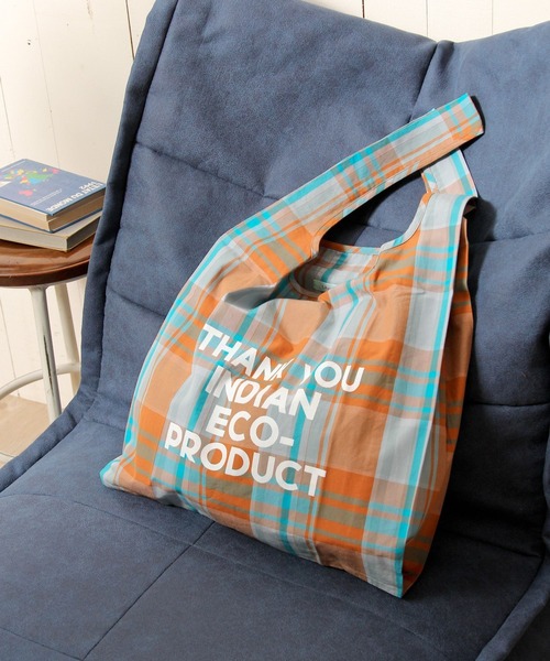 Lilas Campbell（リラキャンベル）の「【Lilas Campbell(リラ・キャンベル)】IND CHECKBAG（エコバッグ/サブバッグ・レディース・ピンク/オレンジ/ブルー・FREE）」の3枚目の写真