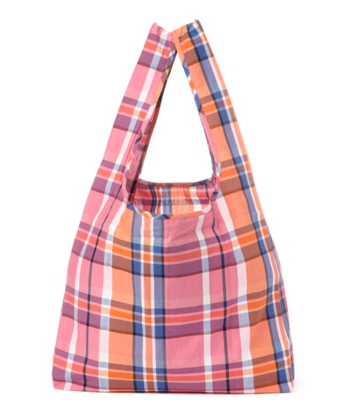 Lilas Campbell（リラキャンベル）の「【Lilas Campbell(リラ・キャンベル)】IND CHECKBAG（エコバッグ/サブバッグ・レディース・ピンク/オレンジ/ブルー・FREE）」の4枚目の写真
