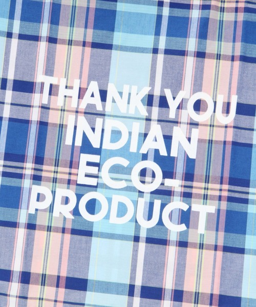 Lilas Campbell（リラキャンベル）の「【Lilas Campbell(リラ・キャンベル)】IND CHECKBAG（エコバッグ/サブバッグ・レディース・ピンク/オレンジ/ブルー・FREE）」の9枚目の写真