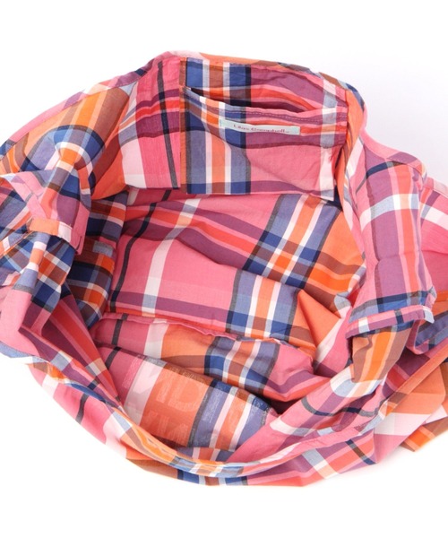 Lilas Campbell（リラキャンベル）の「【Lilas Campbell(リラ・キャンベル)】IND CHECKBAG（エコバッグ/サブバッグ・レディース・ピンク/オレンジ/ブルー・FREE）」の5枚目の写真