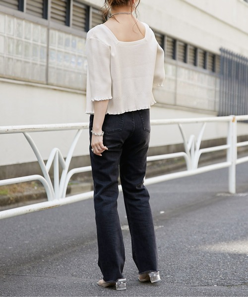 Chico（チコ）の「【新色追加】ショート丈2wayリブメロウカーディガン（カーディガン/ボレロ・レディース・ホワイト/ブラック/パープル/ピンク/ピンク系その他/チャコールグレー・FREE）」の9枚目の写真