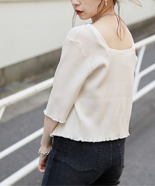 Chico（チコ）の「【新色追加】ショート丈2wayリブメロウカーディガン（カーディガン/ボレロ・レディース・ホワイト/ブラック/パープル/ピンク/ピンク系その他/チャコールグレー・FREE）」の12枚目の写真