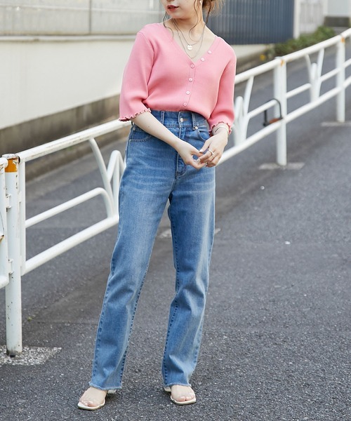 Chico（チコ）の「【新色追加】ショート丈2wayリブメロウカーディガン（カーディガン/ボレロ・レディース・ホワイト/ブラック/パープル/ピンク/ピンク系その他/チャコールグレー・FREE）」の13枚目の写真