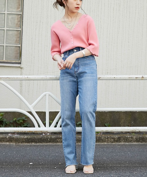 Chico（チコ）の「【新色追加】ショート丈2wayリブメロウカーディガン（カーディガン/ボレロ・レディース・ホワイト/ブラック/パープル/ピンク/ピンク系その他/チャコールグレー・FREE）」の14枚目の写真