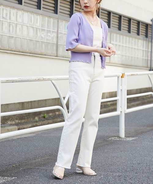 Chico（チコ）の「【新色追加】ショート丈2wayリブメロウカーディガン（カーディガン/ボレロ・レディース・ホワイト/ブラック/パープル/ピンク/ピンク系その他/チャコールグレー・FREE）」の20枚目の写真