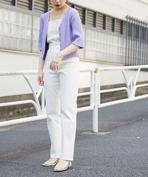 Chico（チコ）の「【新色追加】ショート丈2wayリブメロウカーディガン（カーディガン/ボレロ・レディース・ホワイト/ブラック/パープル/ピンク/ピンク系その他/チャコールグレー・FREE）」の21枚目の写真