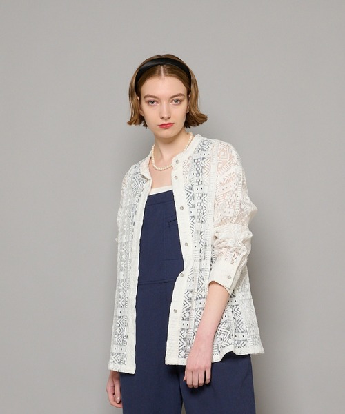 CIAOPANIC（チャオパニック）の「バンドカラーシアーレースシャツ（シャツ/ブラウス・レディース・オフホワイト/イエロー・FREE）」の14枚目の写真