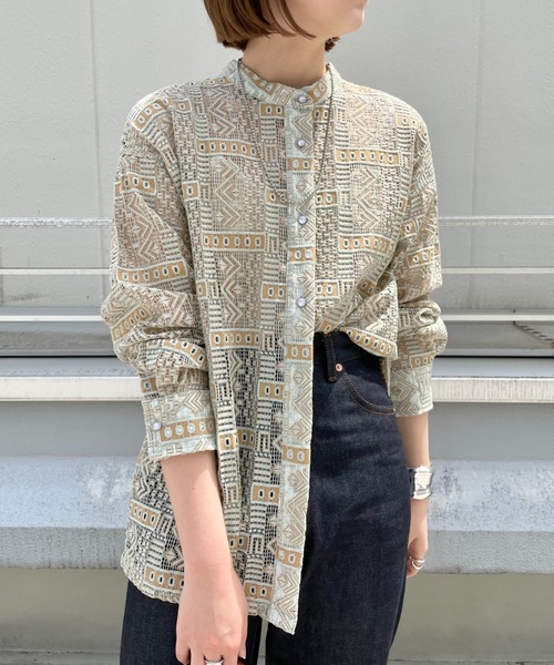 CIAOPANIC（チャオパニック）の「バンドカラーシアーレースシャツ（シャツ/ブラウス・レディース・オフホワイト/イエロー・FREE）」の21枚目の写真