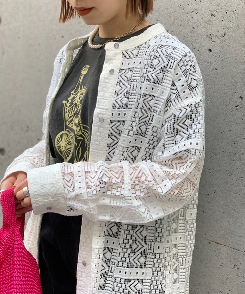 CIAOPANIC（チャオパニック）の「バンドカラーシアーレースシャツ（シャツ/ブラウス・レディース・オフホワイト/イエロー・FREE）」の17枚目の写真