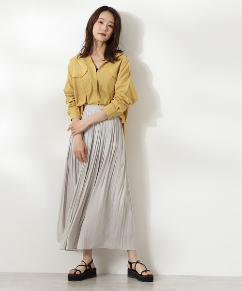 N.（N. Natural Beauty Basic）（エヌエヌナチュラルビューティーベーシック）の「パウダーサテンロングスカート（スカート・レディース・パープル/グレー/ブラック系その他/グレー系その他・MEDIUM）」の8枚目の写真