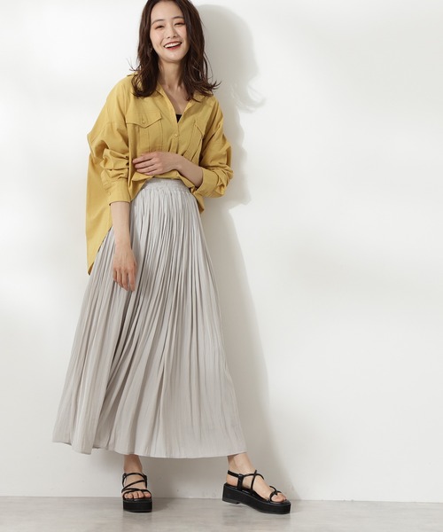 N.（N. Natural Beauty Basic）（エヌエヌナチュラルビューティーベーシック）の「パウダーサテンロングスカート（スカート・レディース・パープル/グレー/ブラック系その他/グレー系その他・MEDIUM）」の9枚目の写真