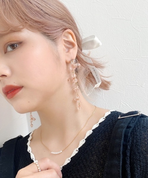 JUMELLE（ジュメロ）の「ビーズピアス（ピアス（両耳用）・レディース・ピンク/クリア・FREE）」の2枚目の写真