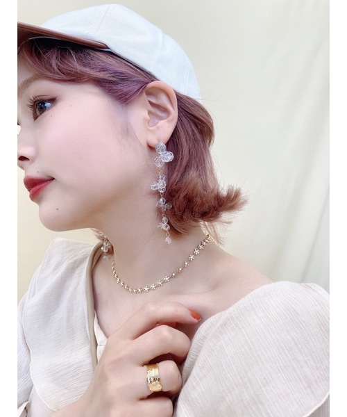 JUMELLE（ジュメロ）の「ビーズピアス（ピアス（両耳用）・レディース・ピンク/クリア・FREE）」の6枚目の写真