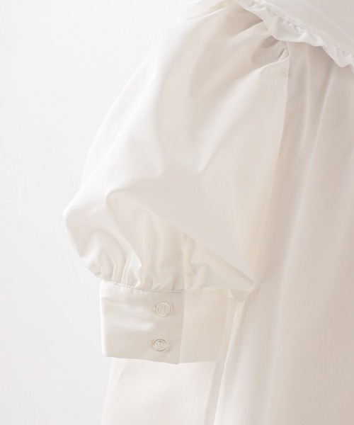 one after another NICE CLAUP（ワンアフターアナザーナイスクラップ）の「【Web限定】配色フリルシャツミニワンピース（チュニック・レディース・ブラック/ベージュ/オフホワイト・FREE）」の10枚目の写真