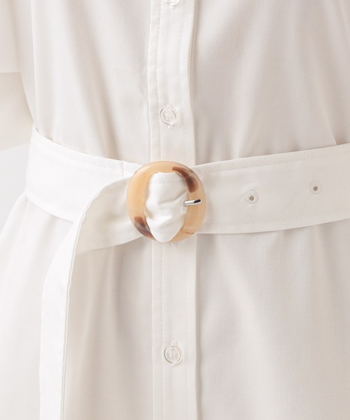 one after another NICE CLAUP（ワンアフターアナザーナイスクラップ）の「【Web限定】配色フリルシャツミニワンピース（チュニック・レディース・ブラック/ベージュ/オフホワイト・FREE）」の12枚目の写真