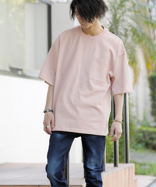 ADMIX/ATELIER SAB MEN（アドミックスアトリエサブメン）の「ヘビーウェイト コットン 10.2オンス オーバーサイズ ビッグ Tシャツ 半袖 胸ポケット付き（Tシャツ/カットソー・メンズ・グレイッシュベージュ/アイボリー/ラベンダー/杢グレー/オートミール/ライトイエロー/サックスブルー/ブラック/オフホワイト/スモークピンク・52/48/50）」の10枚目の写真