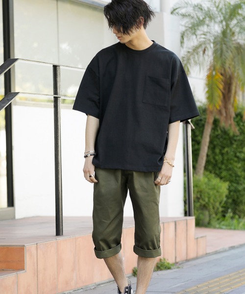 ADMIX/ATELIER SAB MEN（アドミックスアトリエサブメン）の「ヘビーウェイト コットン 10.2オンス オーバーサイズ ビッグ Tシャツ 半袖 胸ポケット付き（Tシャツ/カットソー・メンズ・グレイッシュベージュ/アイボリー/ラベンダー/杢グレー/オートミール/ライトイエロー/サックスブルー/ブラック/オフホワイト/スモークピンク・52/48/50）」の5枚目の写真