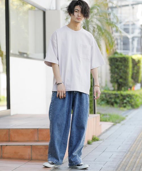 AVIE デニムミックスプリーツトップス peet up denim/ピートアップデニム（デニムパンツ）｜Flugge