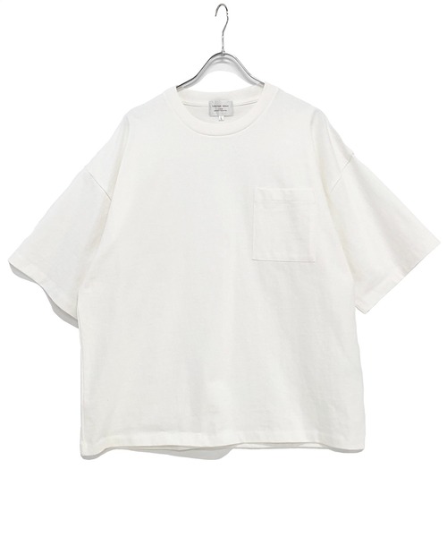 ADMIX/ATELIER SAB MEN（アドミックスアトリエサブメン）の「ヘビーウェイト コットン 10.2オンス オーバーサイズ ビッグ Tシャツ 半袖 胸ポケット付き（Tシャツ/カットソー・メンズ・グレイッシュベージュ/アイボリー/ラベンダー/杢グレー/オートミール/ライトイエロー/サックスブルー/ブラック/オフホワイト/スモークピンク・52/48/50）」の16枚目の写真