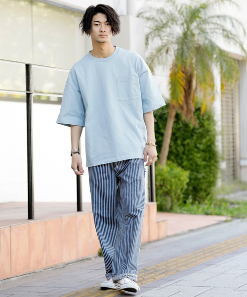 ビアズリー　ダブルチュールTシャツ　ネイビー　ゆったり　オーバーサイズ　ドロスト BEARDSLEY（ビアズリー）の「ダブルチュールTシャツ（Tシャツ