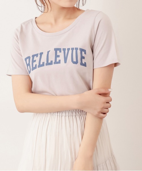 OLIVE des OLIVE（オリーブデオリーブ）の「OliveベーシックTシャツⅡ（Tシャツ/カットソー・レディース・オフホワイト/サックスブルー/ライトブラウン/ラベンダー/グレイッシュベージュ・FREE）」の4枚目の写真