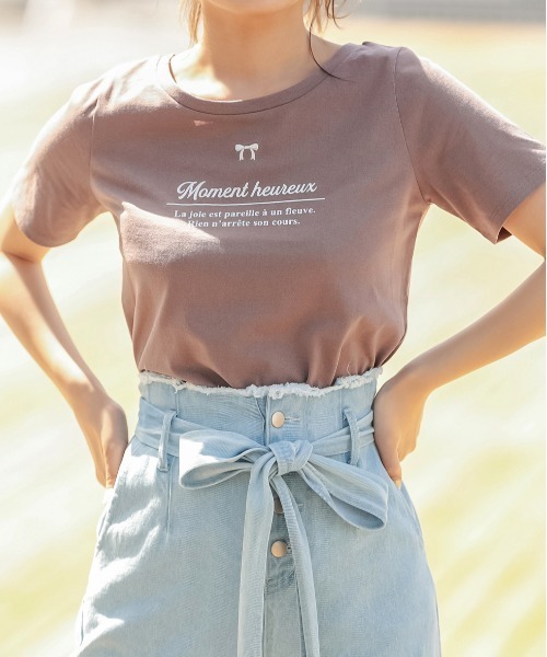 OLIVE des OLIVE（オリーブデオリーブ）の「OliveベーシックTシャツⅡ（Tシャツ/カットソー・レディース・オフホワイト/サックスブルー/ライトブラウン/ラベンダー/グレイッシュベージュ・FREE）」の21枚目の写真