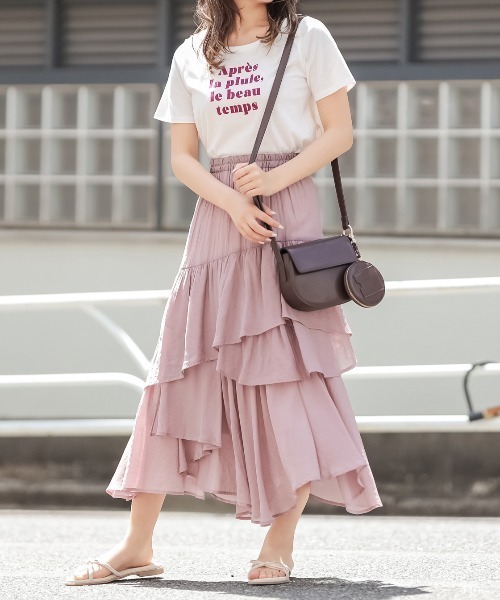 OLIVE des OLIVE（オリーブデオリーブ）の「OliveベーシックTシャツⅡ（Tシャツ/カットソー・レディース・オフホワイト/サックスブルー/ライトブラウン/ラベンダー/グレイッシュベージュ・FREE）」の13枚目の写真